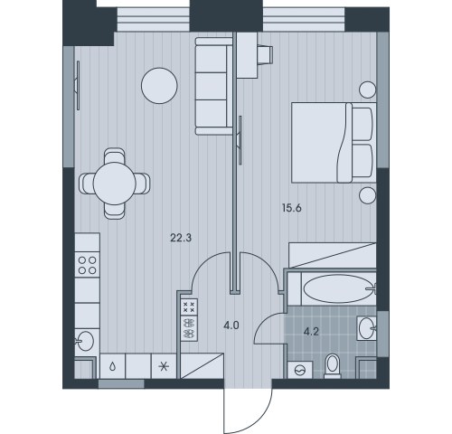 Планировка 46.2 м²