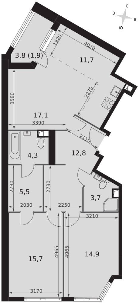 Планировка 87.6 м²