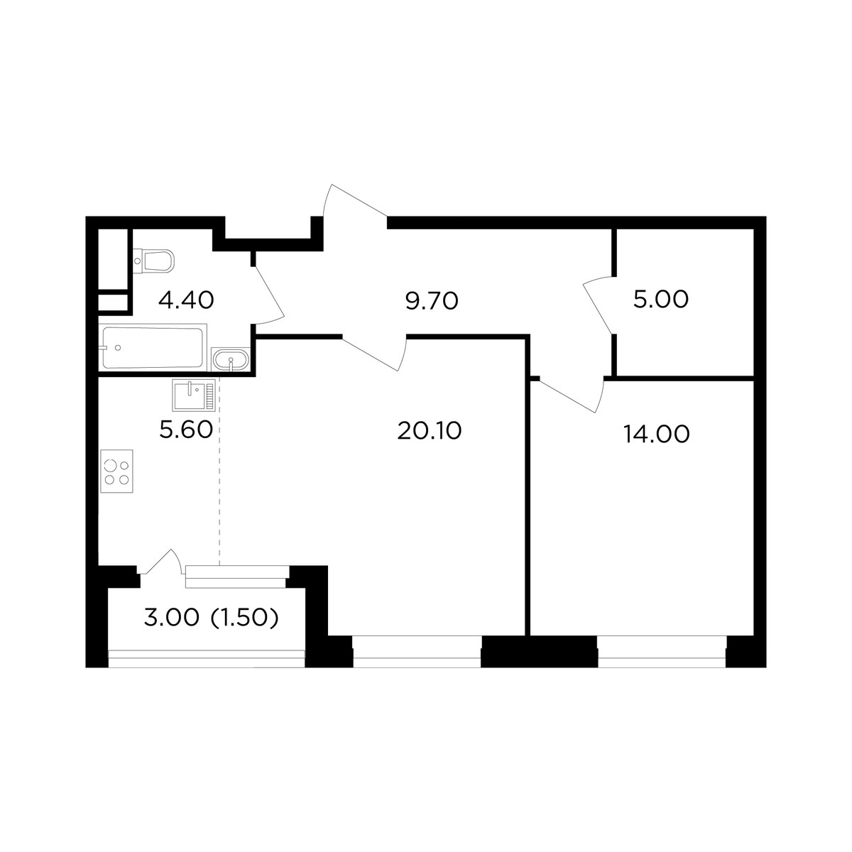 Планировка 60.3 м²