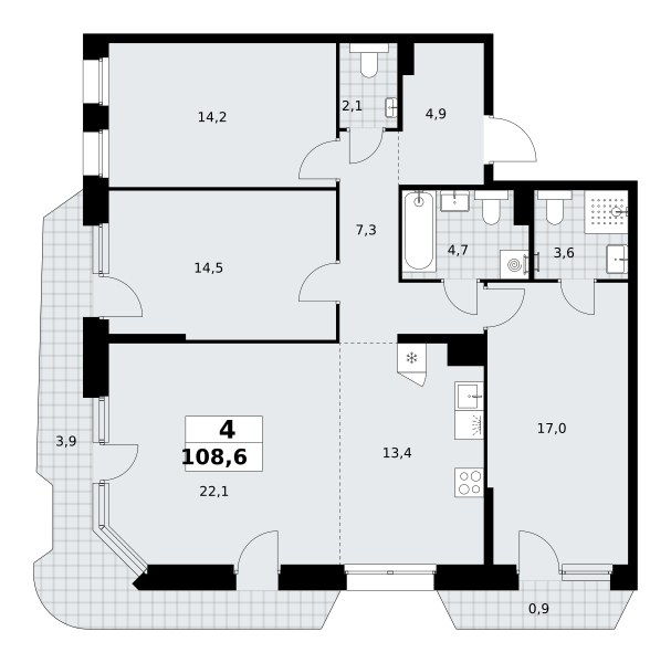Планировка 108.6 м²