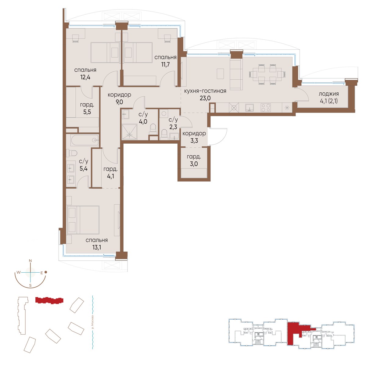 Планировка 98.9 м²