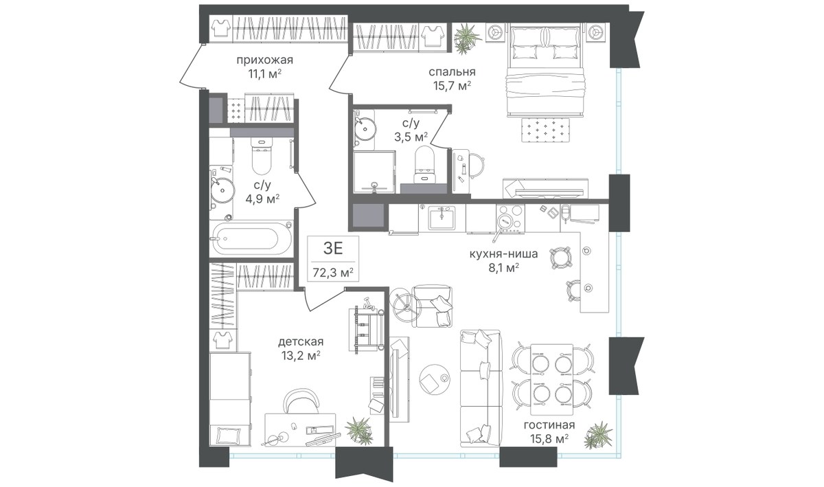 Планировка 72.3 м²