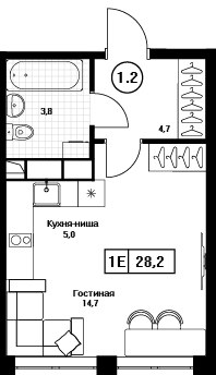Планировка 28.2 м²