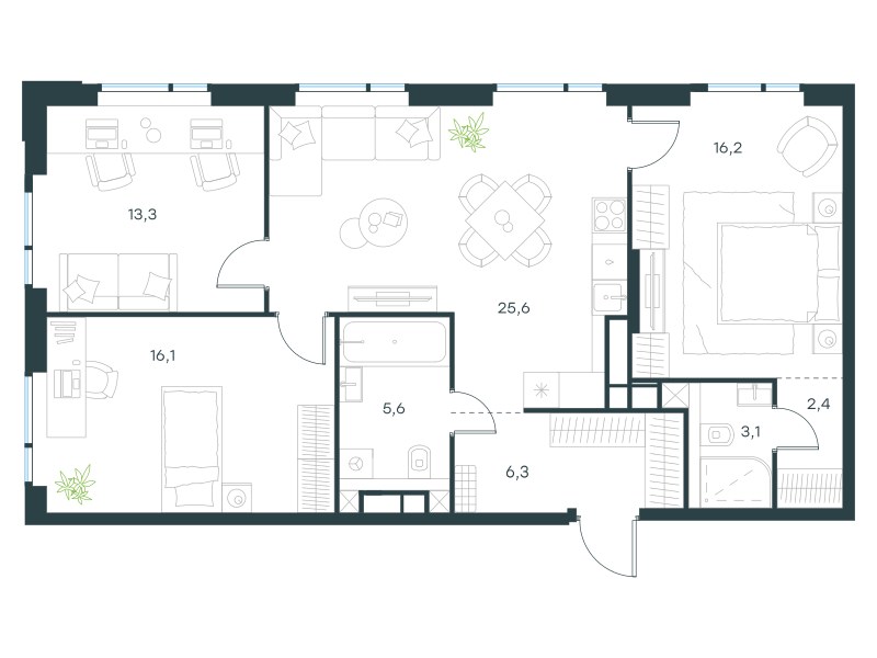 Планировка 88.6 м²