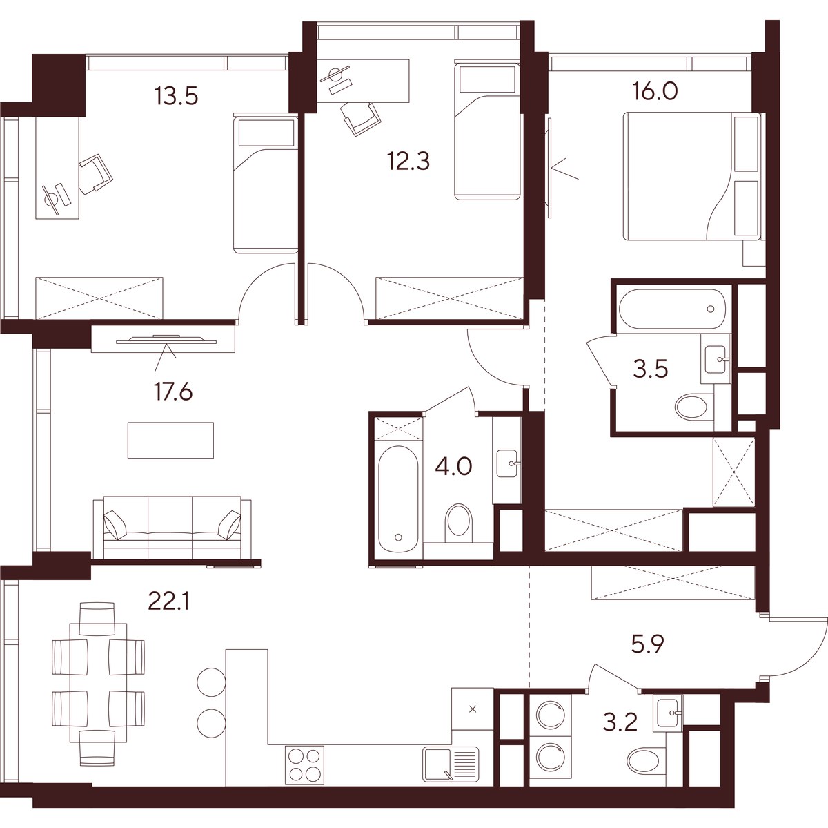 Планировка 98.1 м²
