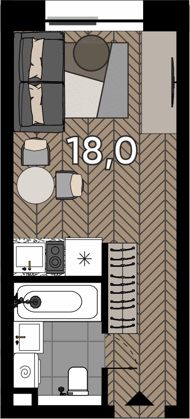 Планировка 18.0 м²