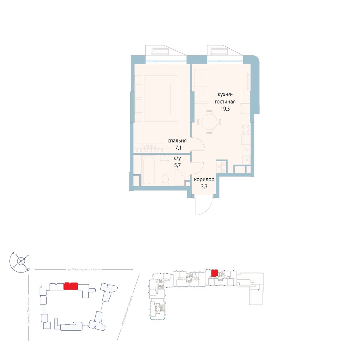 Планировка 45.4 м²