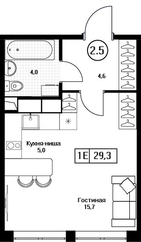 Планировка 29.3 м²