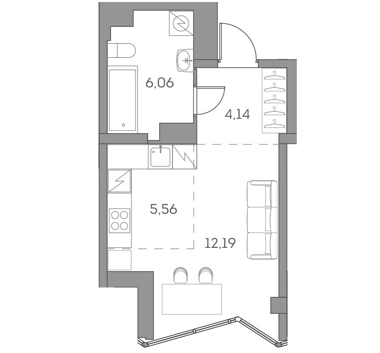 Планировка 27.95 м²