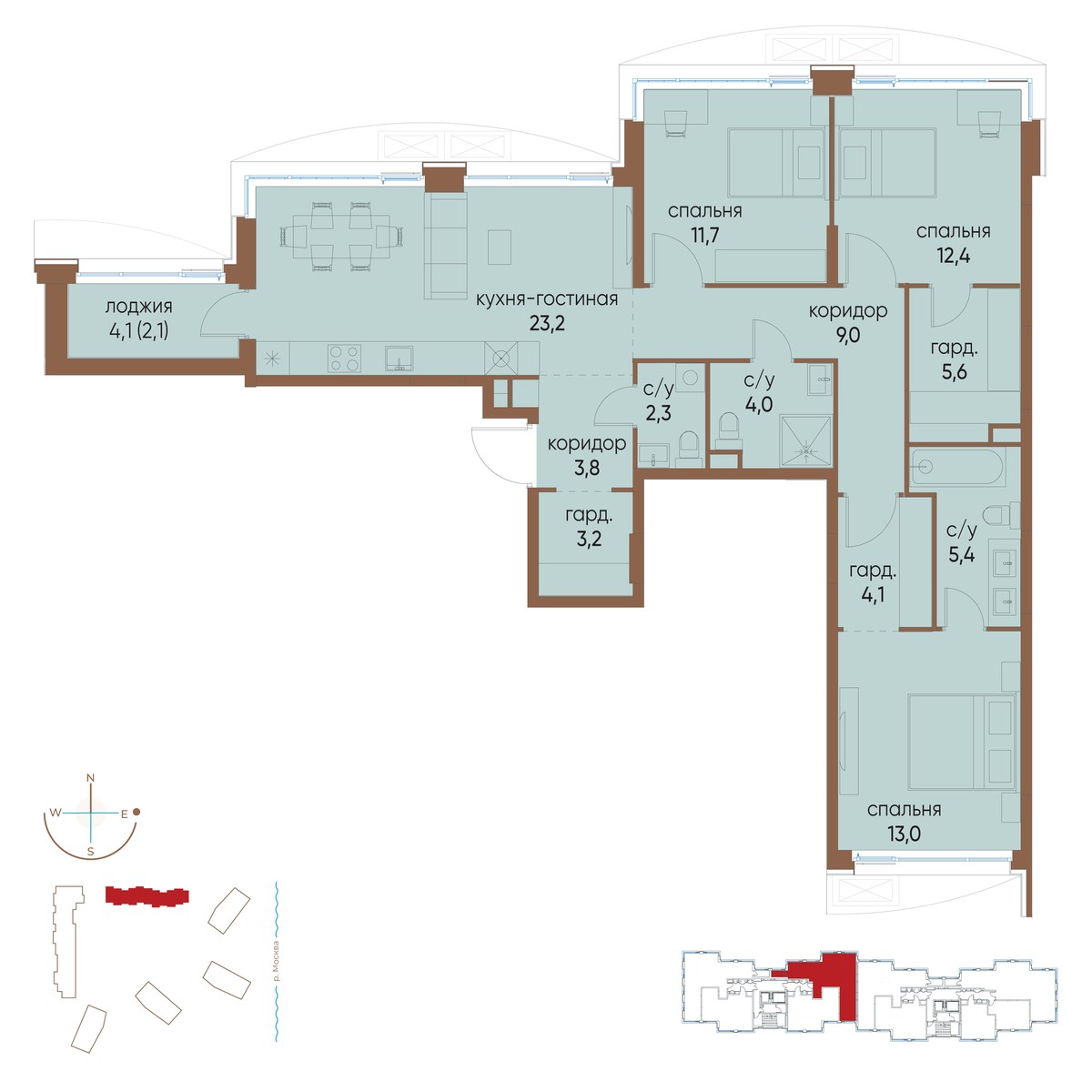 Планировка 99.8 м²