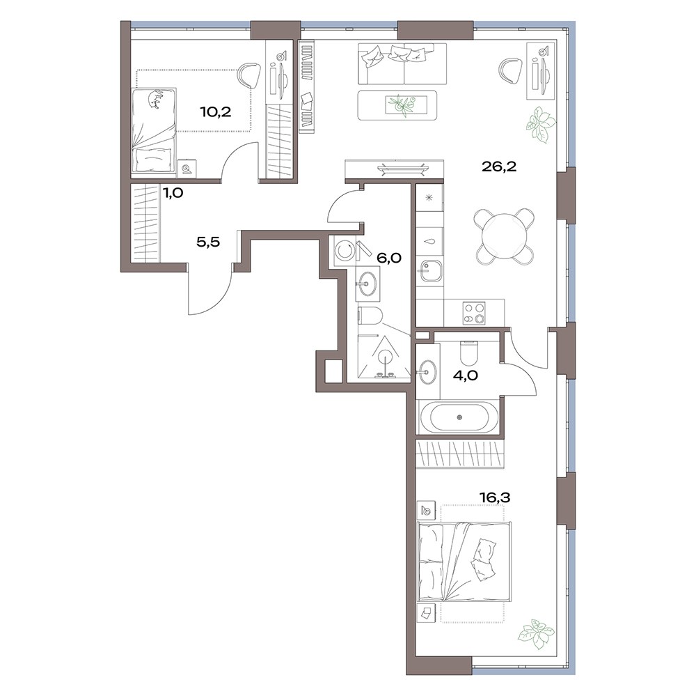Планировка 69.2 м²