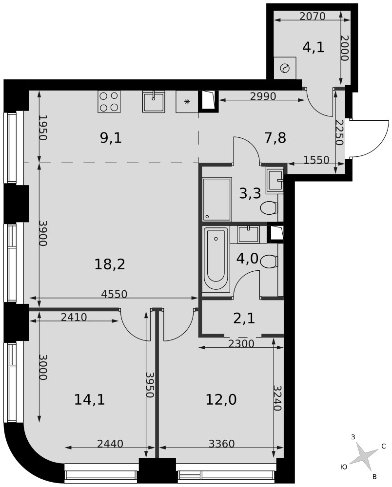 Планировка 74.7 м²
