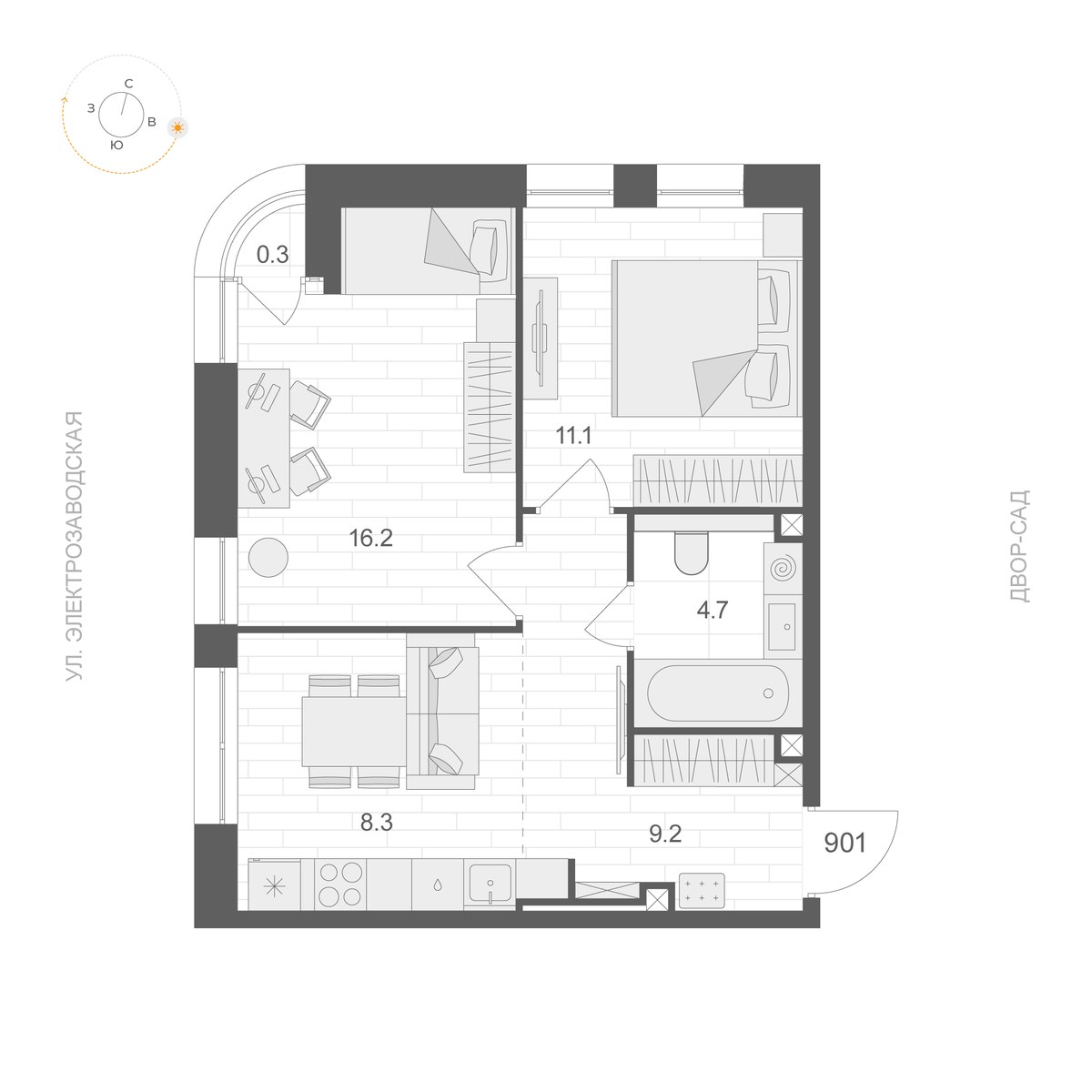 Планировка 49.65 м²