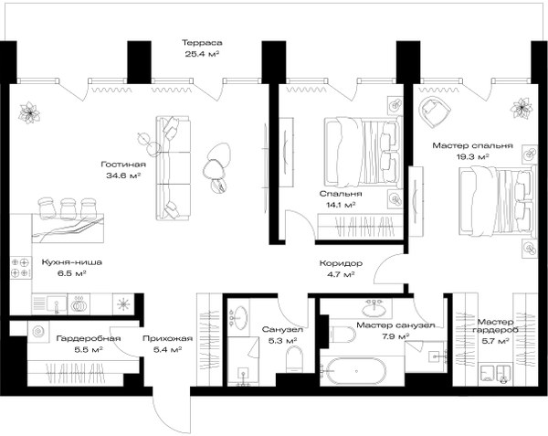 Планировка 116.6 м²