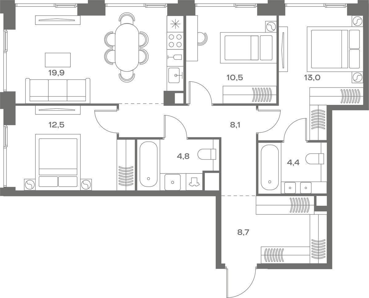Планировка 81.9 м²