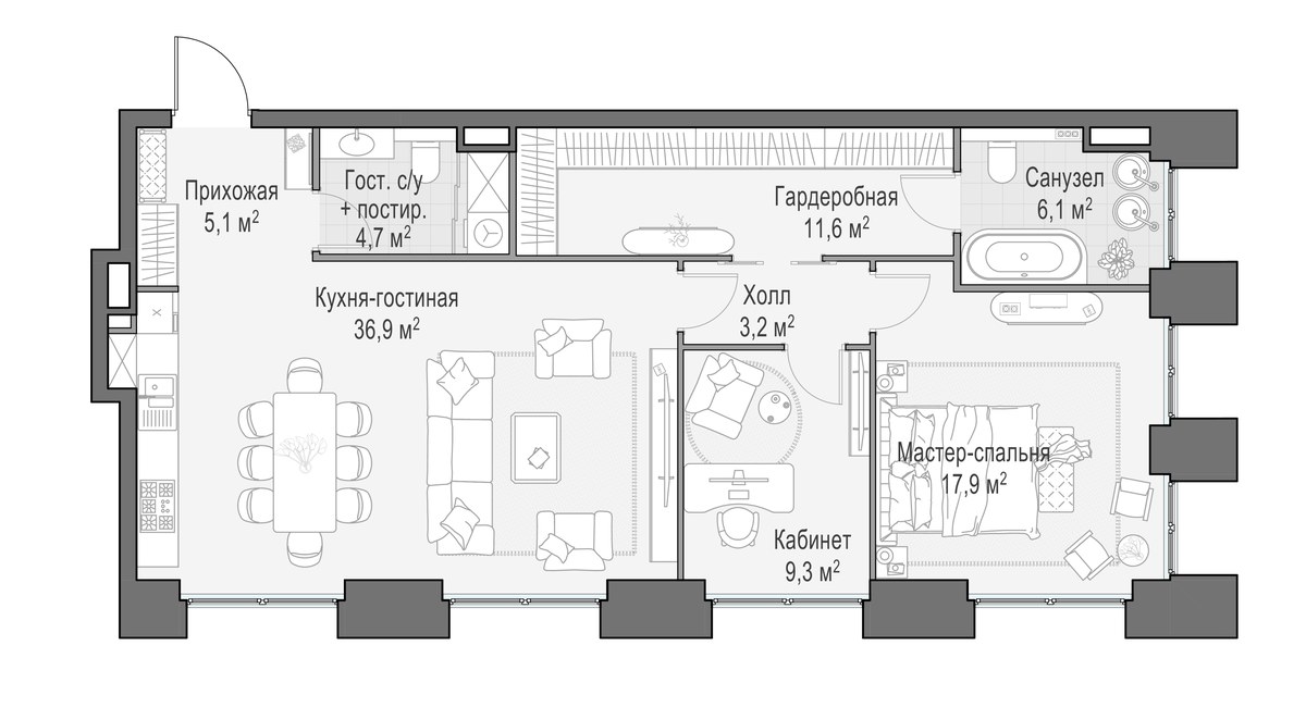 Планировка 95.5 м²