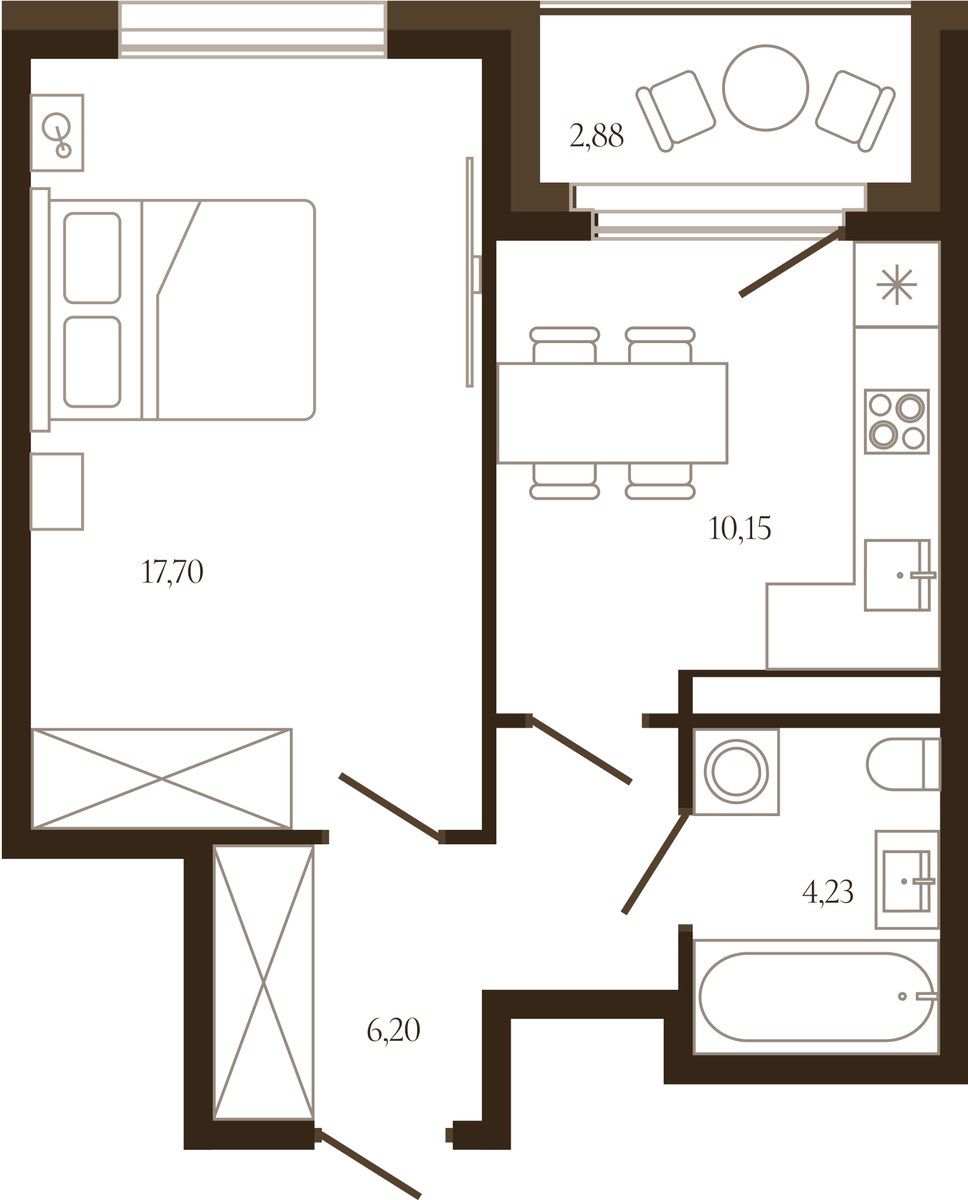 Планировка 39.72 м²