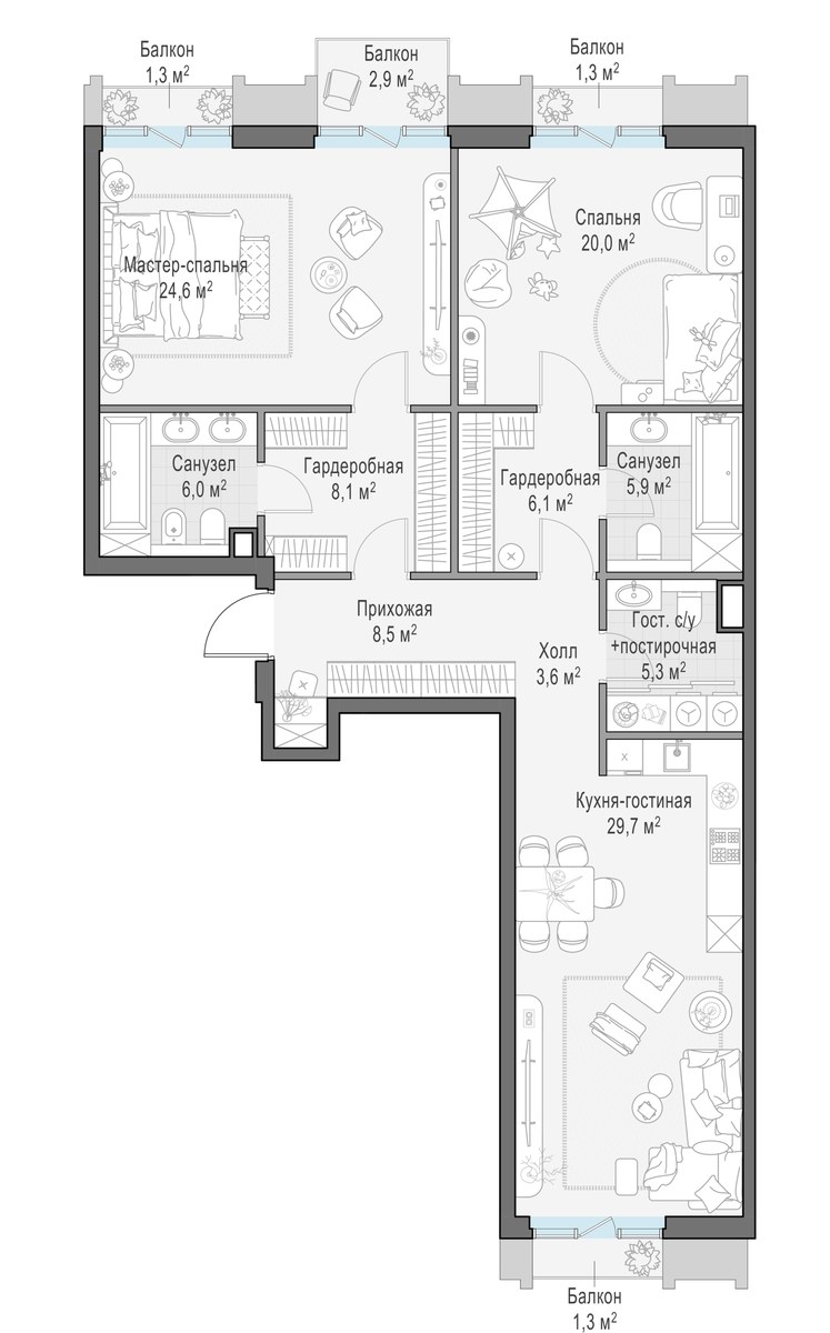 Планировка 121.8 м²