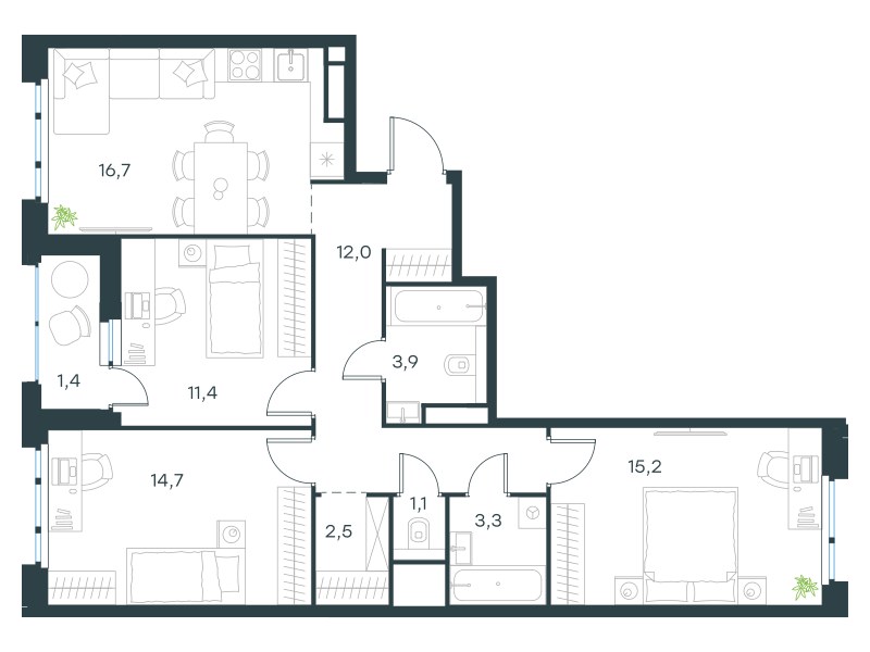 Планировка 82.3 м²