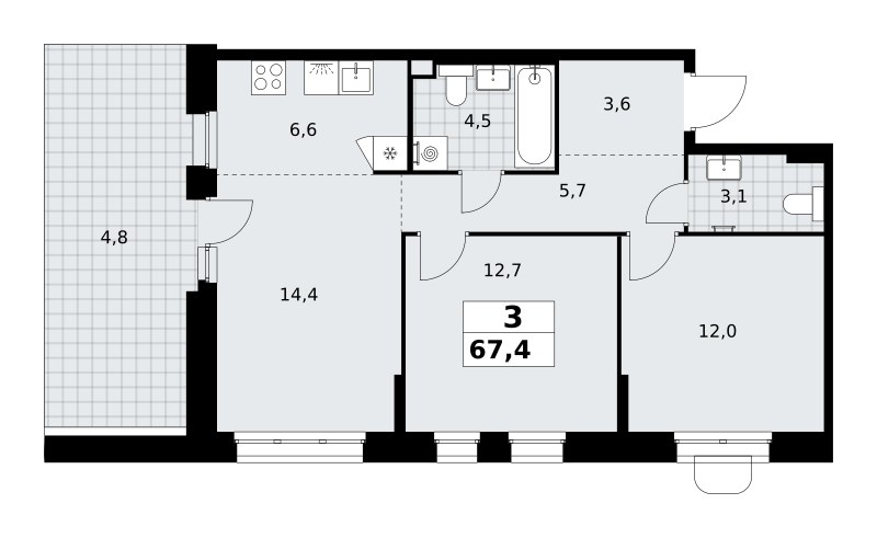 Планировка 67.4 м²