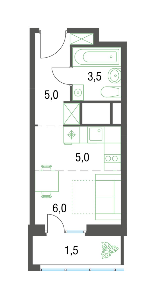 Планировка 20.7 м²