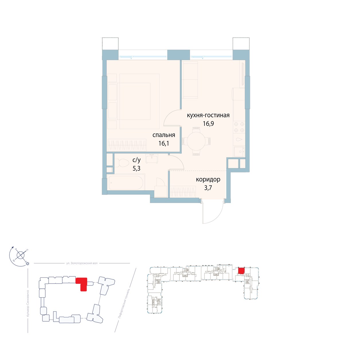 Планировка 42.0 м²