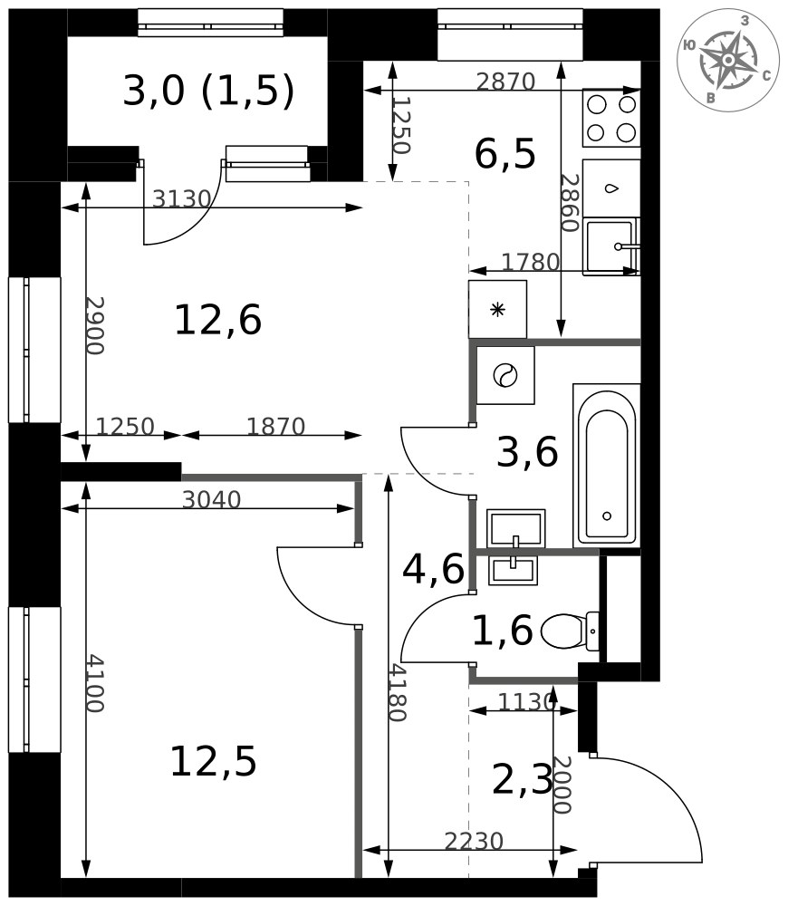 Планировка 45.2 м²