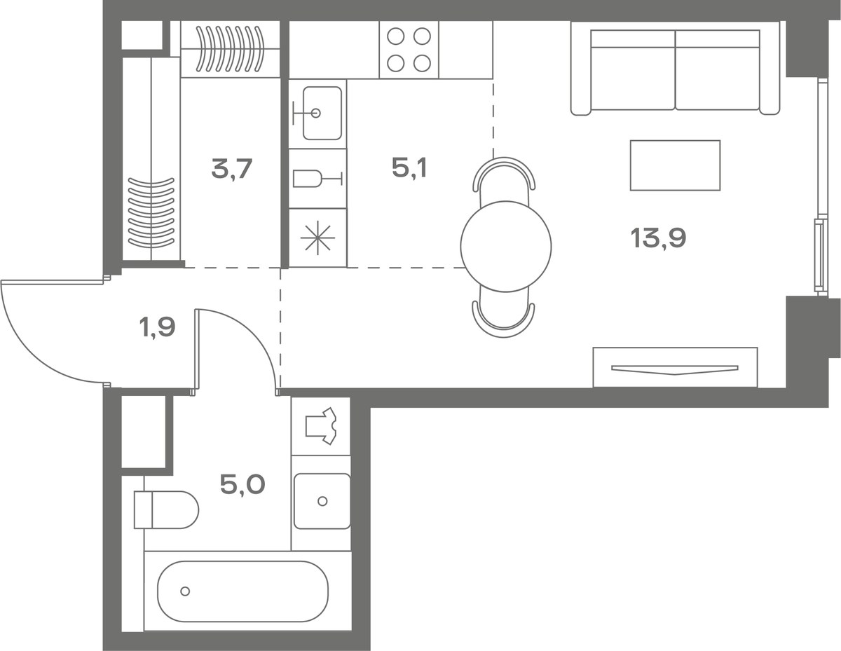 Планировка 29.6 м²