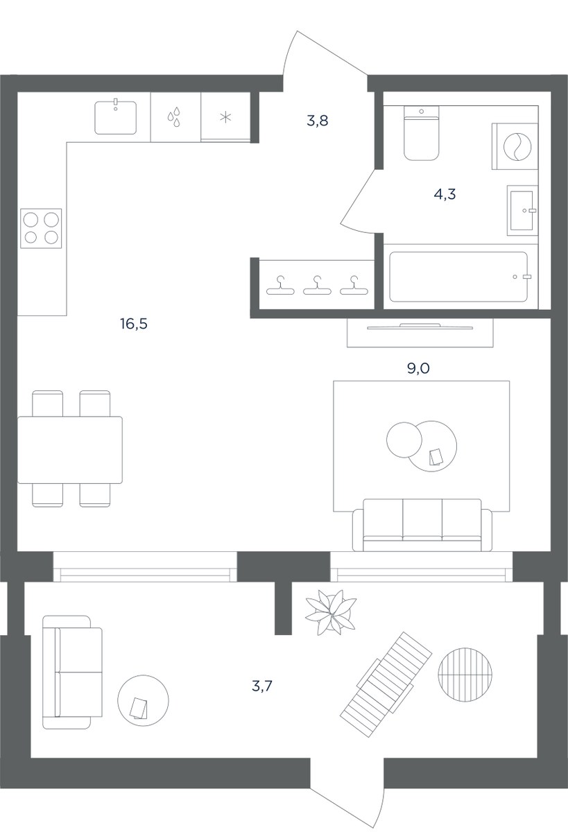 Планировка 37.3 м²