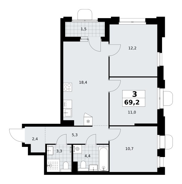 Планировка 69.2 м²