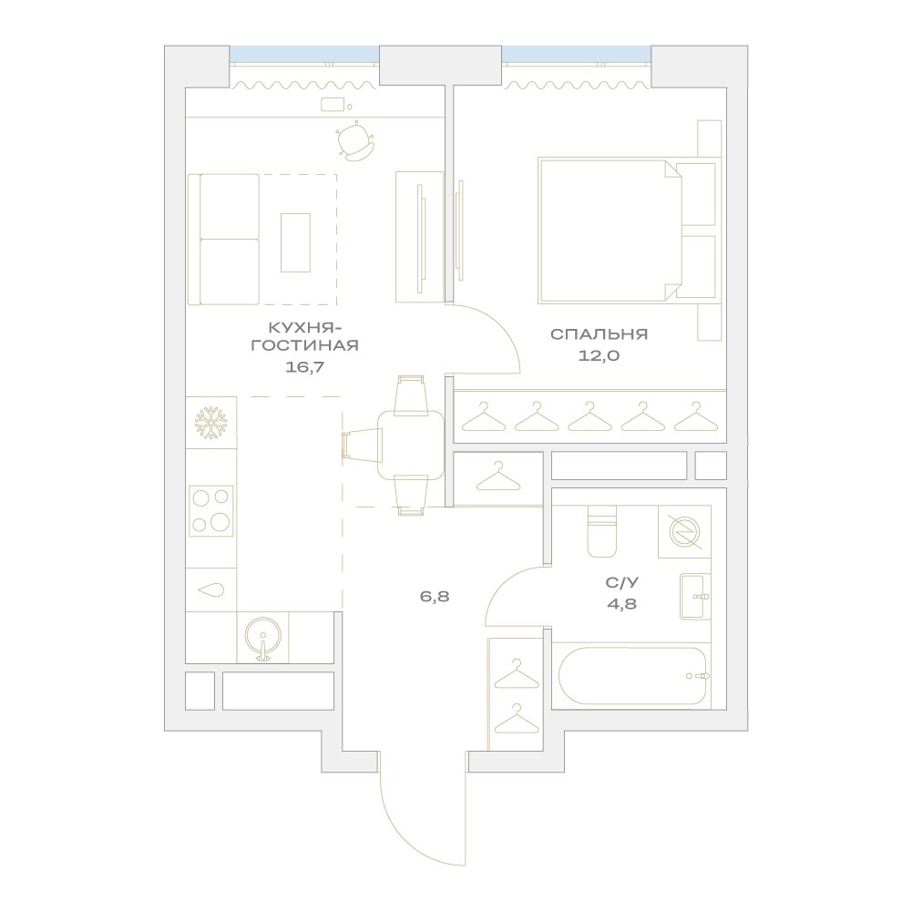 Планировка 41.2 м²