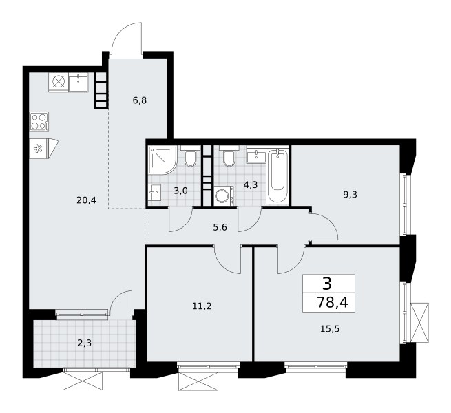 Планировка 78.4 м²