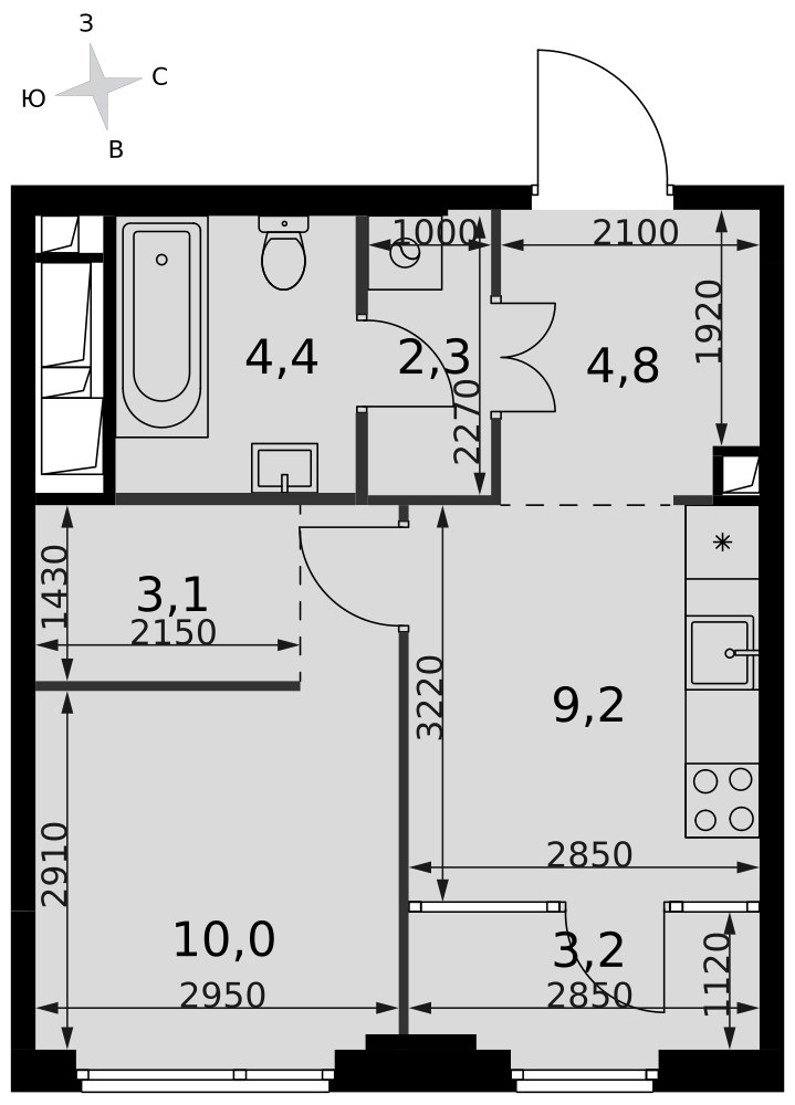 Планировка 37.0 м²