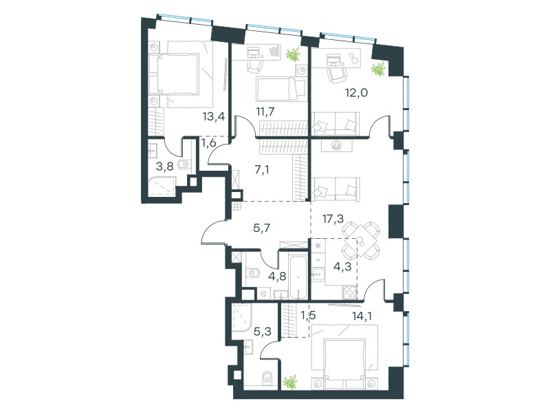 Планировка 102.6 м²