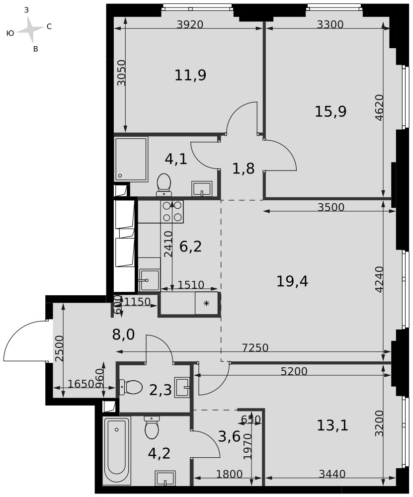 Планировка 90.5 м²