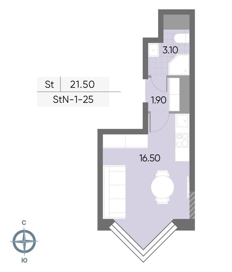 Планировка 21.5 м²