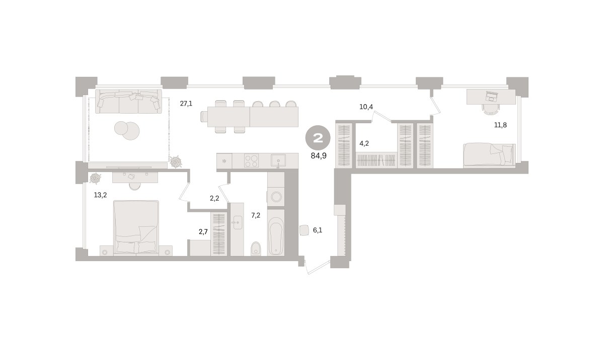 Планировка 84.9 м²