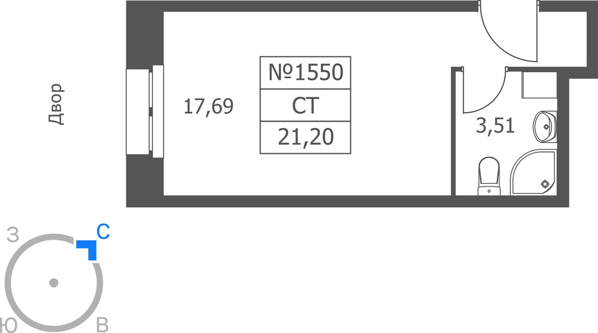 Планировка 21.2 м²
