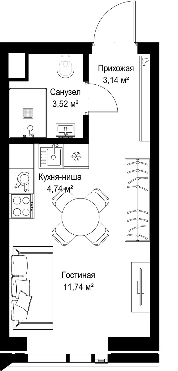 Планировка 23.14 м²
