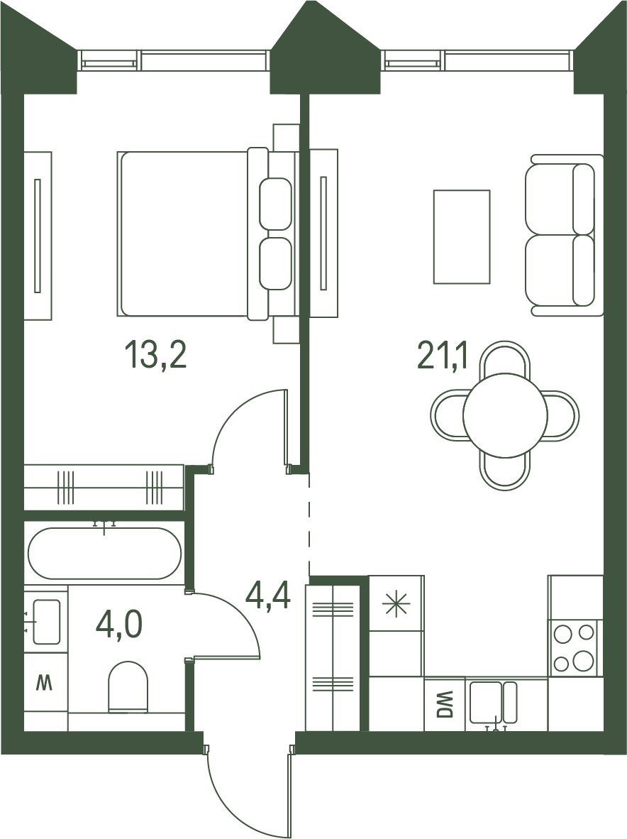 Планировка 42.7 м²