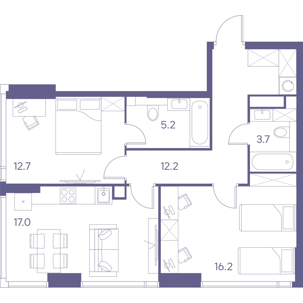 Планировка 67.0 м²