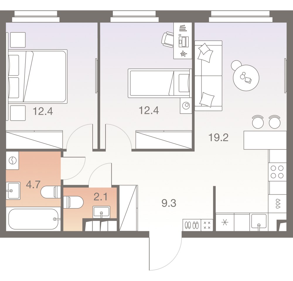 Планировка 59.3 м²