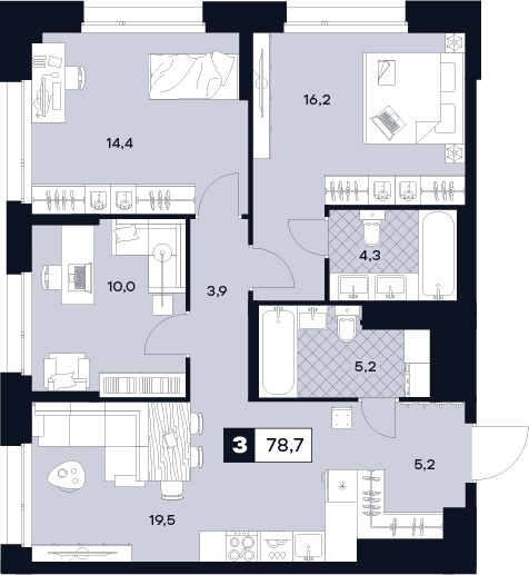 Планировка 78.7 м²