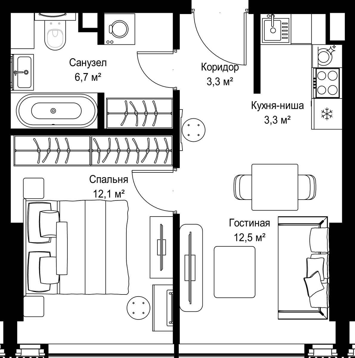 Планировка 37.9 м²