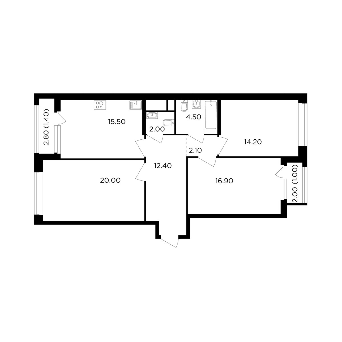 Планировка 90.0 м²