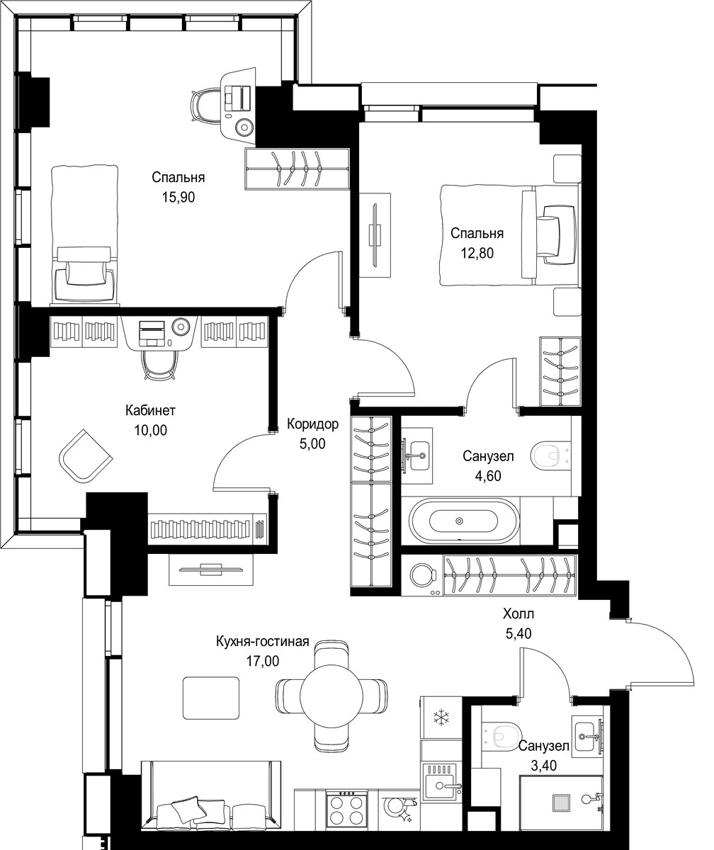 Планировка 74.1 м²