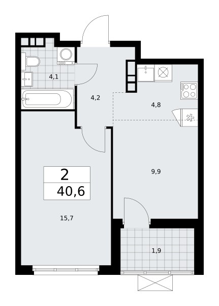 Планировка 40.6 м²
