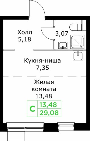 Планировка 29.2 м²