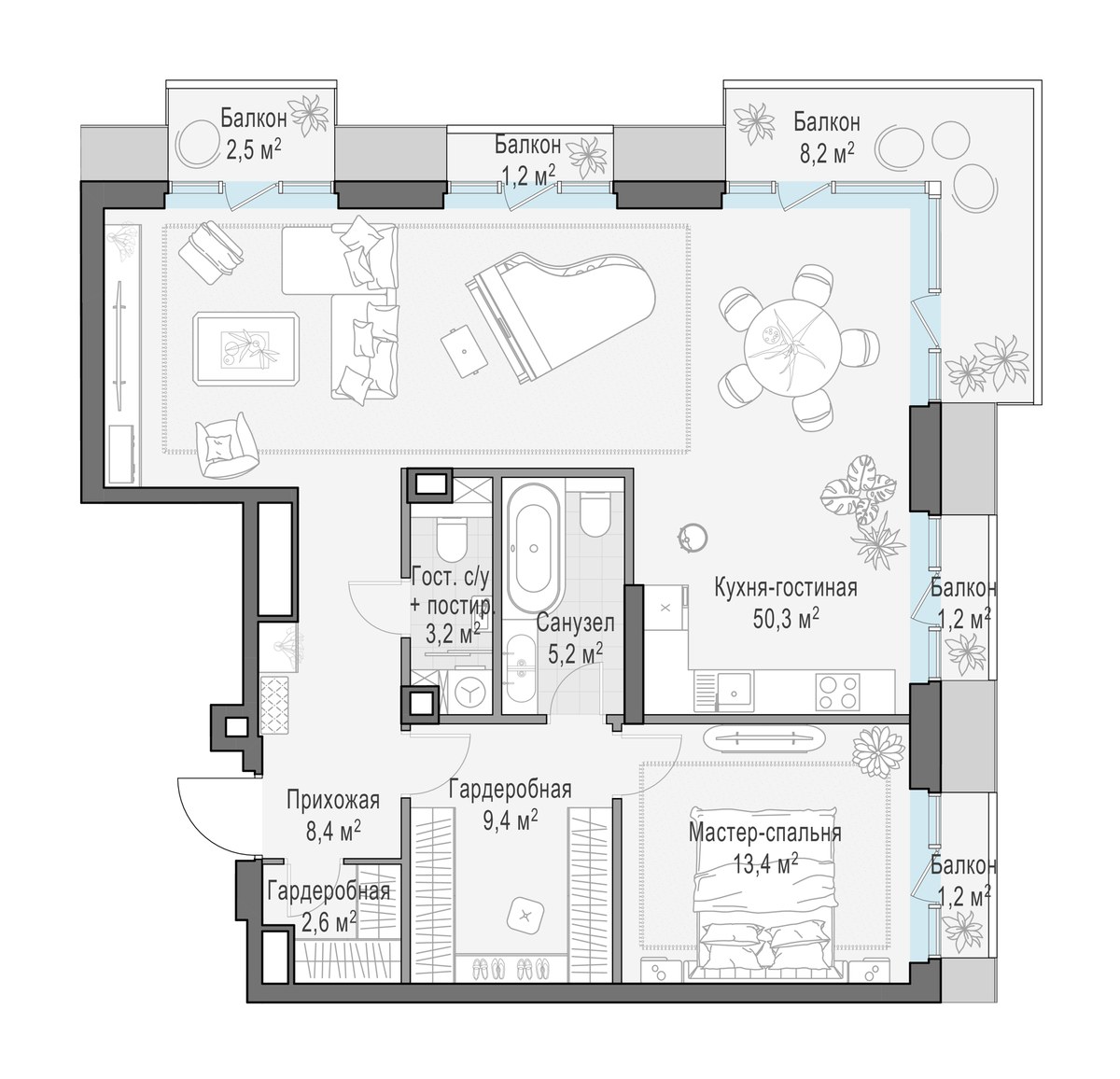 Планировка 96.3 м²