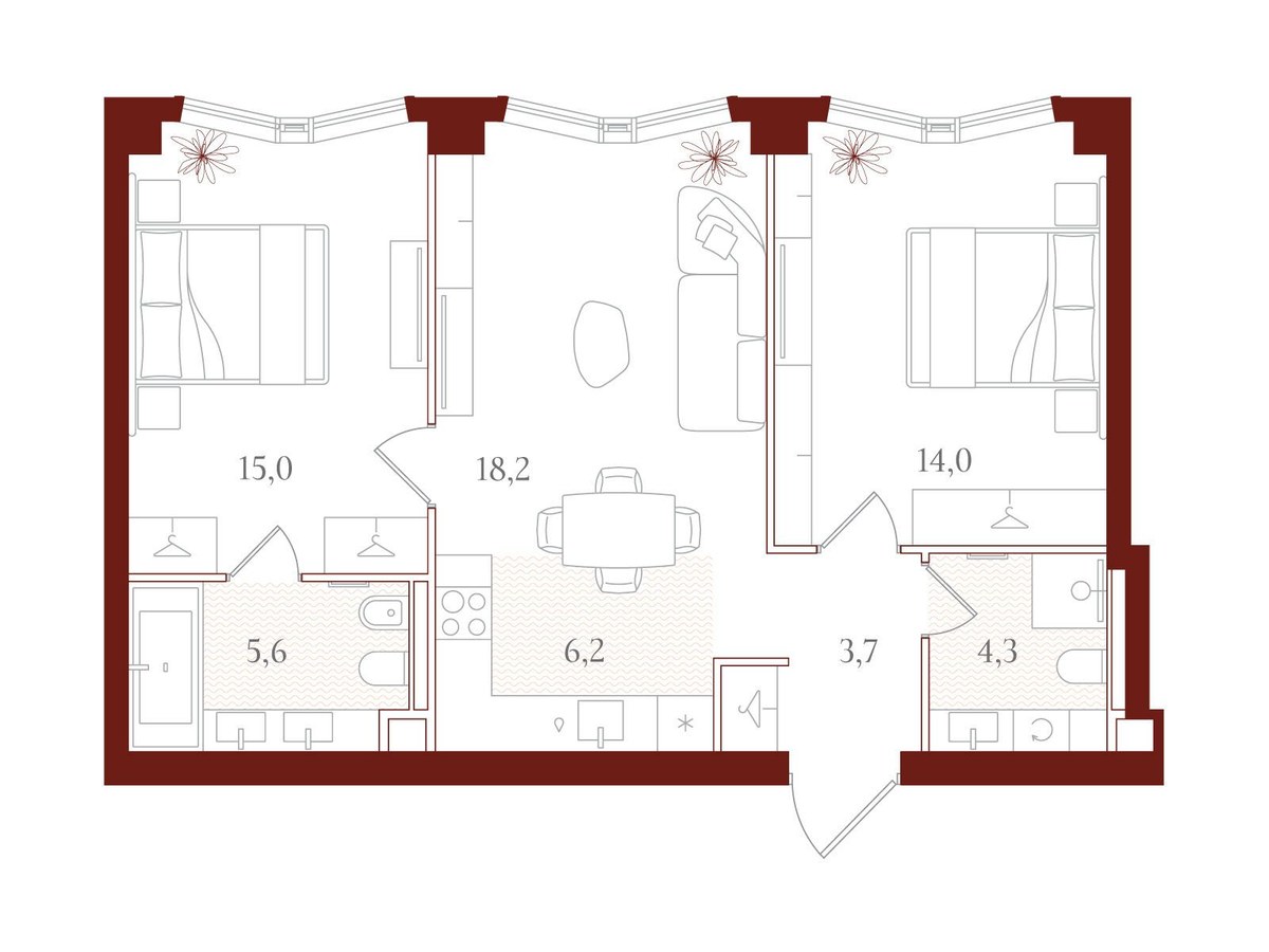 Планировка 67.0 м²